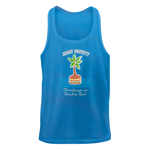 1978 Sapphire Blue Cheeseburger in Paradise Tank with a Cheeseburger Palm Tree on Front