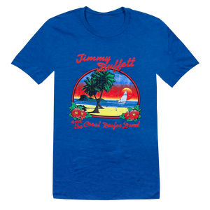 1981 Royal Blue Coconut Telegraph Tee with Beach and Sailboat on Front