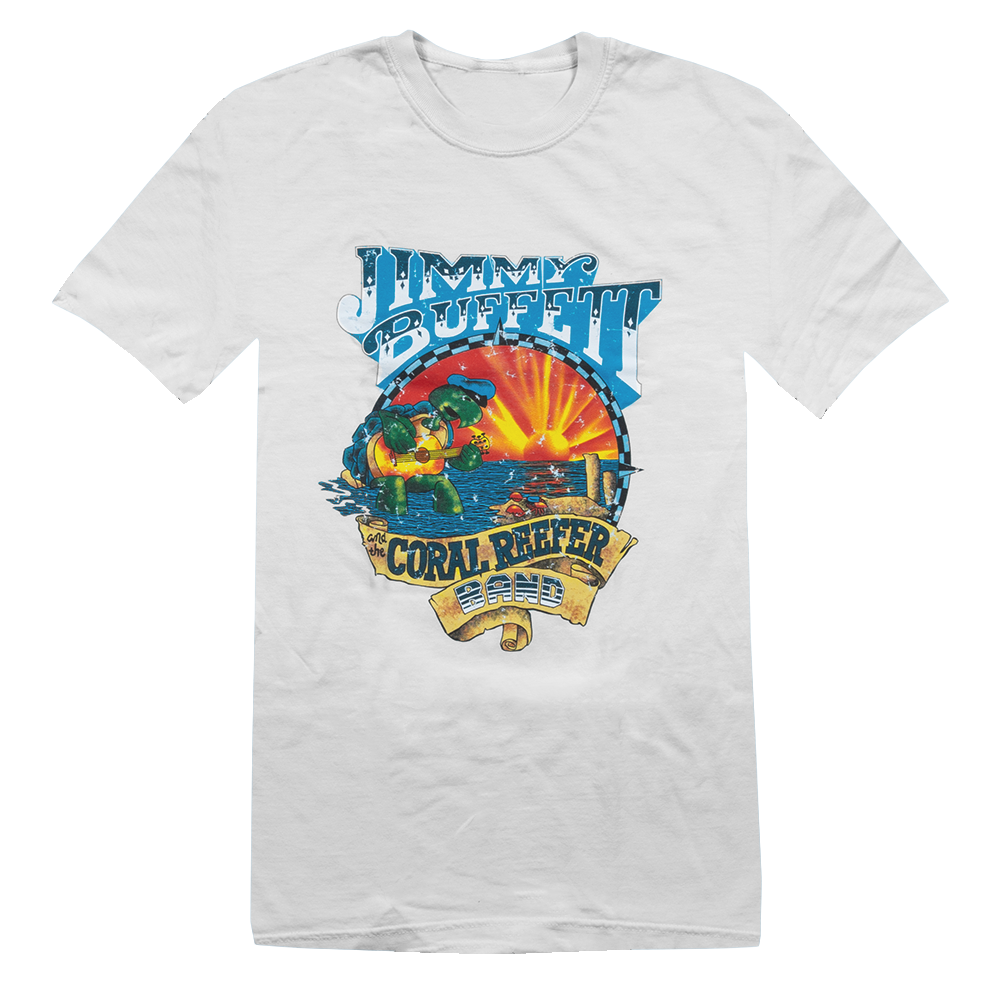 tee-white-turtle with guitar in water "coral reefer band"