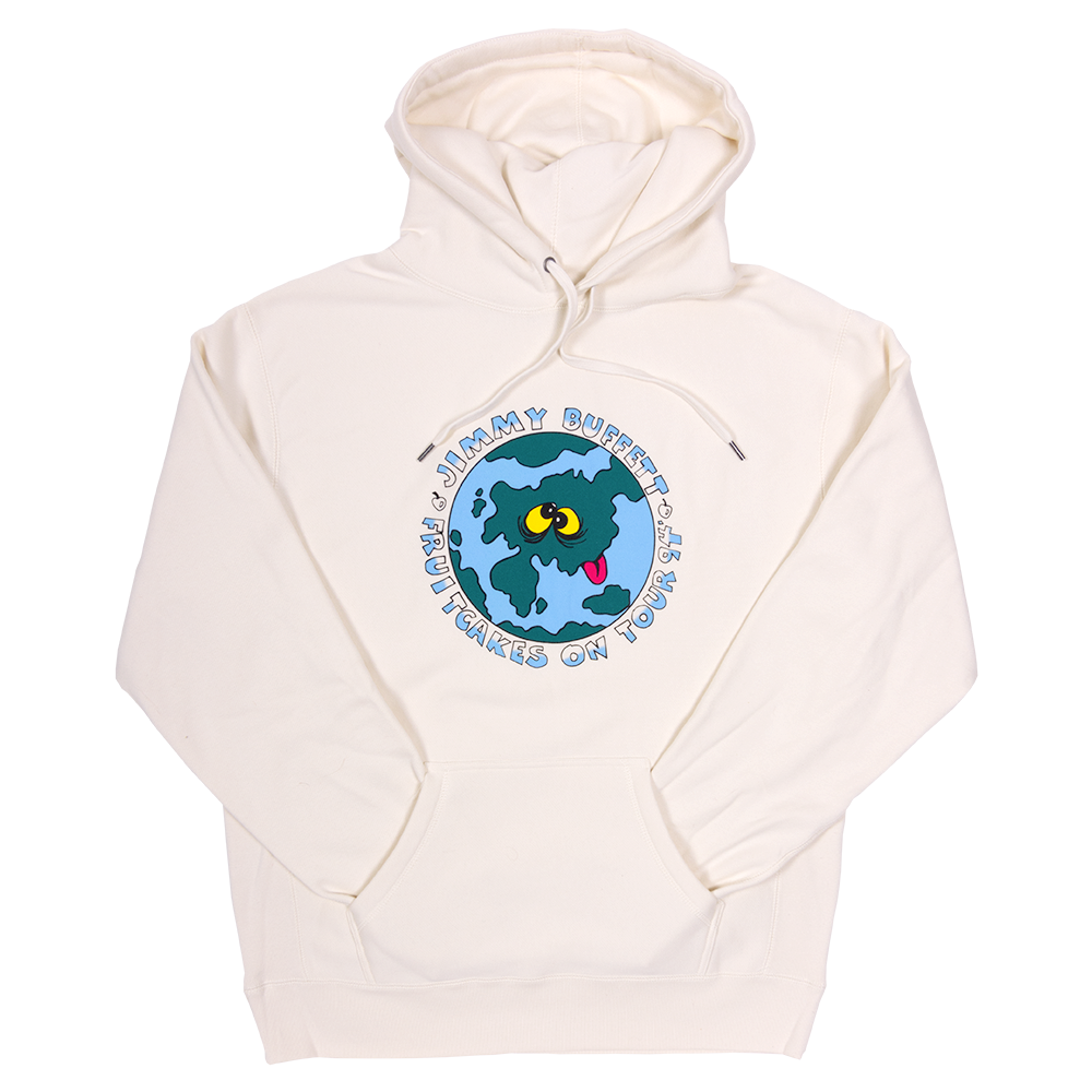 1994 Bone Colored Fruitcakes Tour Hoodie with Googly Eyed Globe on Front
