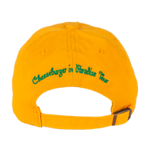 Load image into Gallery viewer, 1978 Yellow Cheeseburger in Paradise Cap with  &quot;Cheeseburger in Paradise Tour&quot; in Green on Back