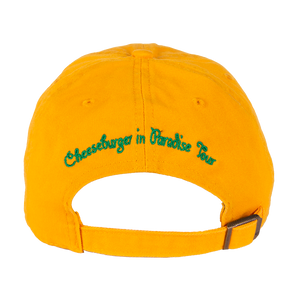 1978 Yellow Cheeseburger in Paradise Cap with  "Cheeseburger in Paradise Tour" in Green on Back