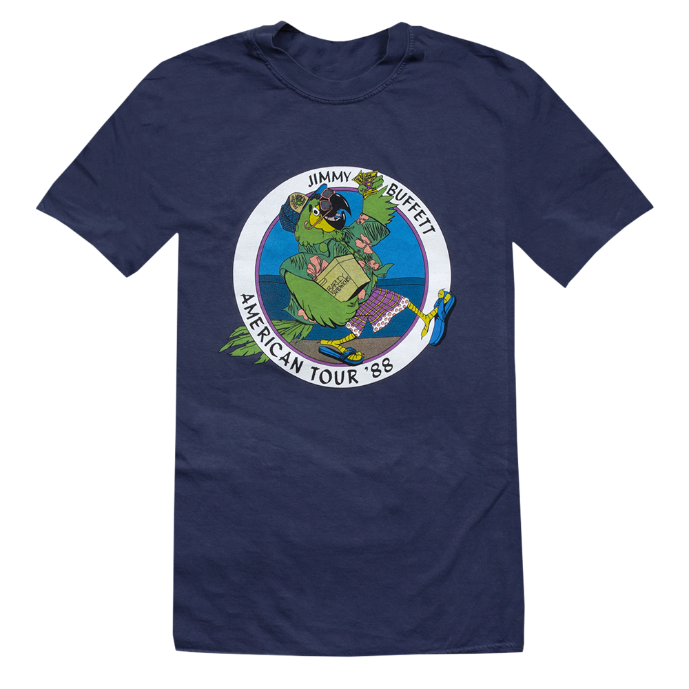 tee-navy blue-"american tour '88" bird with beach cooler and shirt