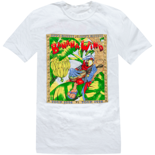 1996 White Banana Wind Tour Tee with Parrot Playing Guitar in Banana Tree on Front