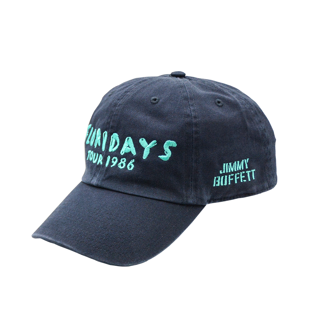 1986 Navy Floridays Tour Cap with Turquoise Print on Front and Side