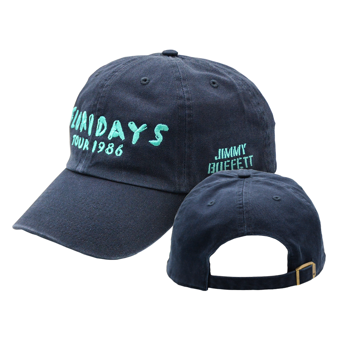 1986 Navy Floridays Tour Cap with Turquoise Print on Front and Side