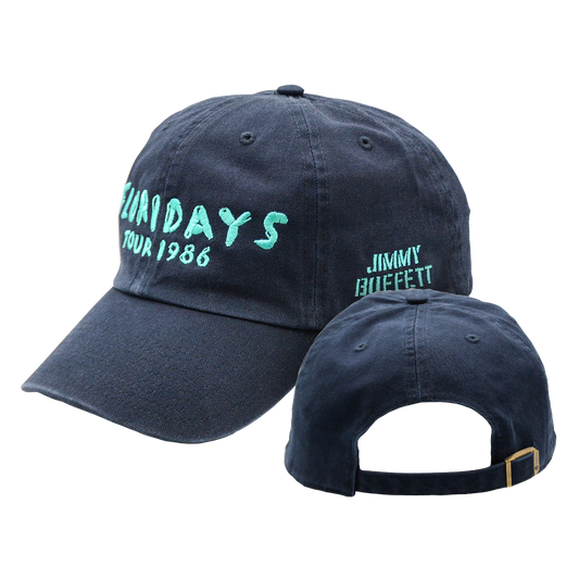 1986 Navy Floridays Tour Cap with Turquoise Print on Front and Side