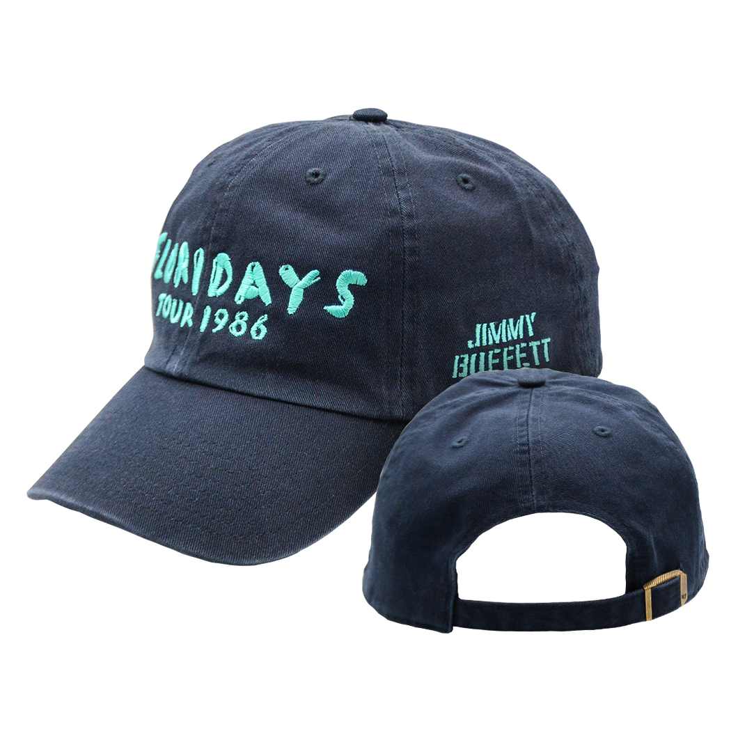 1986 Navy Floridays Tour Cap with Turquoise Print on Front and Side