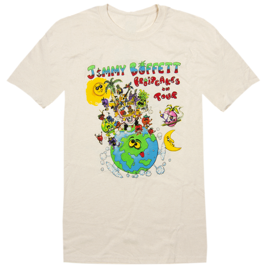 1994 Natural Colored Fruitcakes Tour Tee with Googly Eyed Globe and Crazy Characters on Front