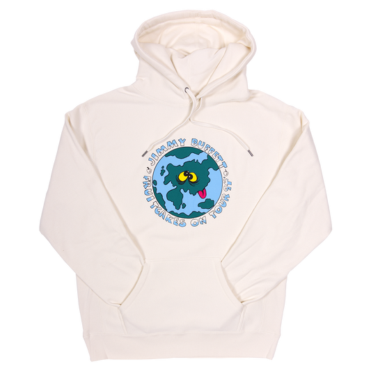 1994 Bone Colored Fruitcakes Tour Hoodie with Googly Eyed Globe on Front