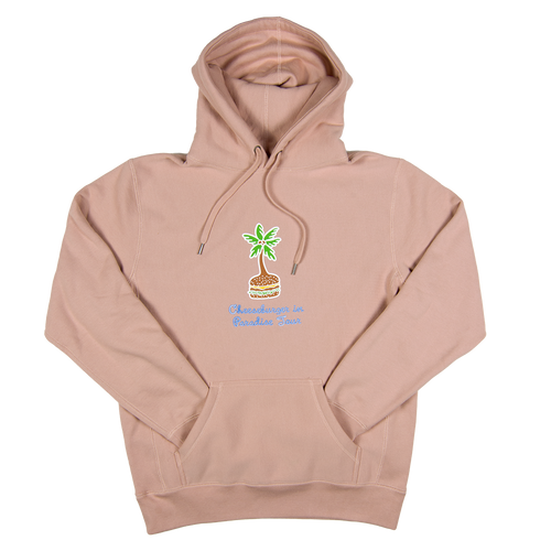 1978 Dusty Pink Cheeseburger in Paradise Hoodie with a Cheeseburger Palm Tree on Front 