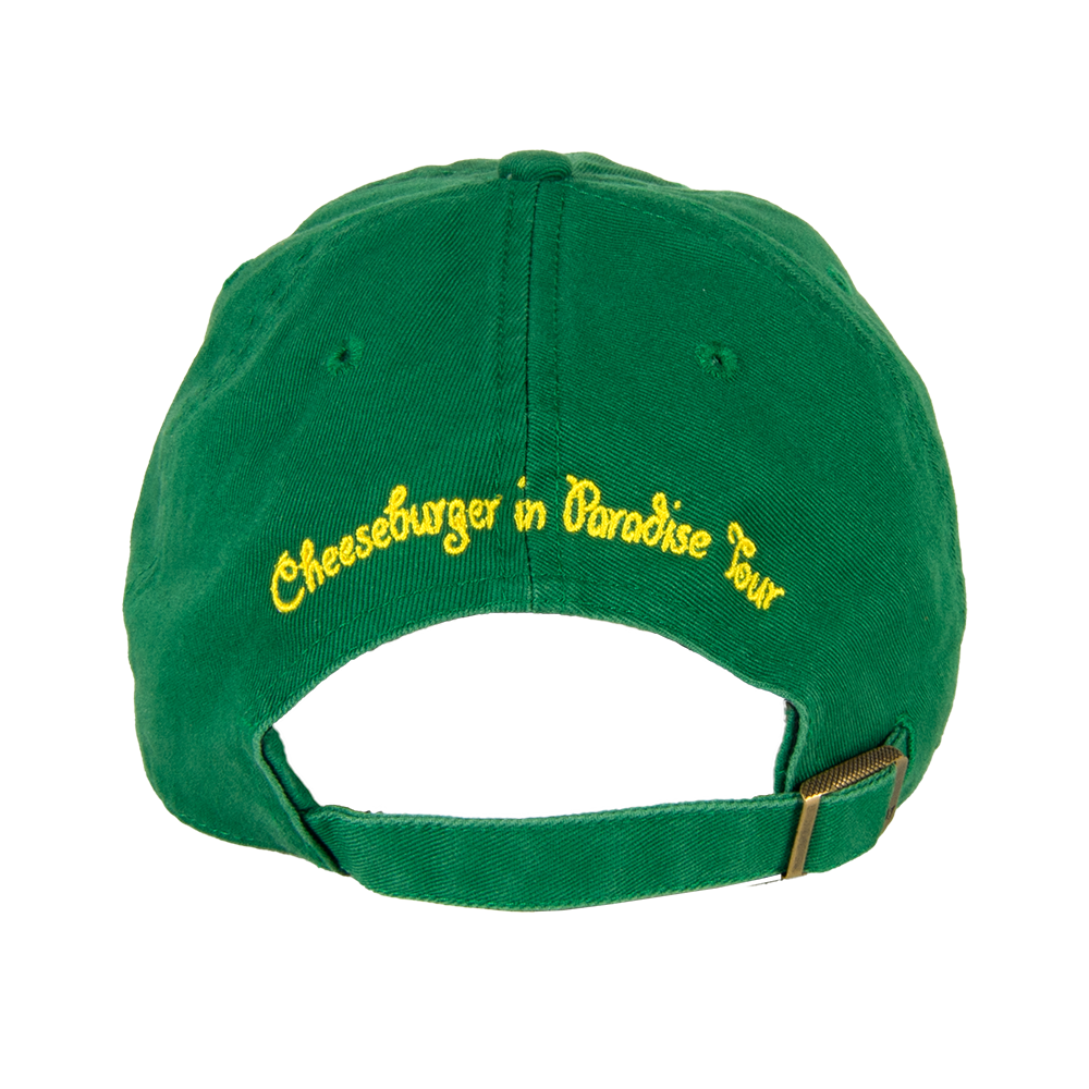 1978 Green Cheeseburger in Paradise Cap with "Cheeseburger in Paradise Tour" in Yellow on  Back