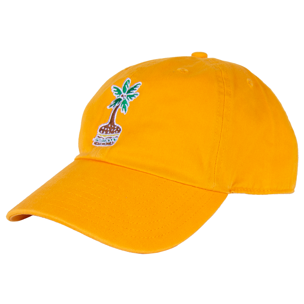 1978 Yellow Cheeseburger in Paradise Cap with a Cheeseburger Palm Tree Patch on Front