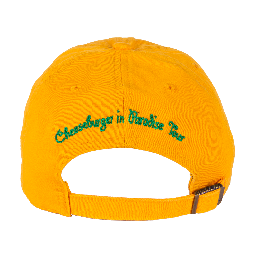 1978 Yellow Cheeseburger in Paradise Cap with  "Cheeseburger in Paradise Tour" in Green on Back