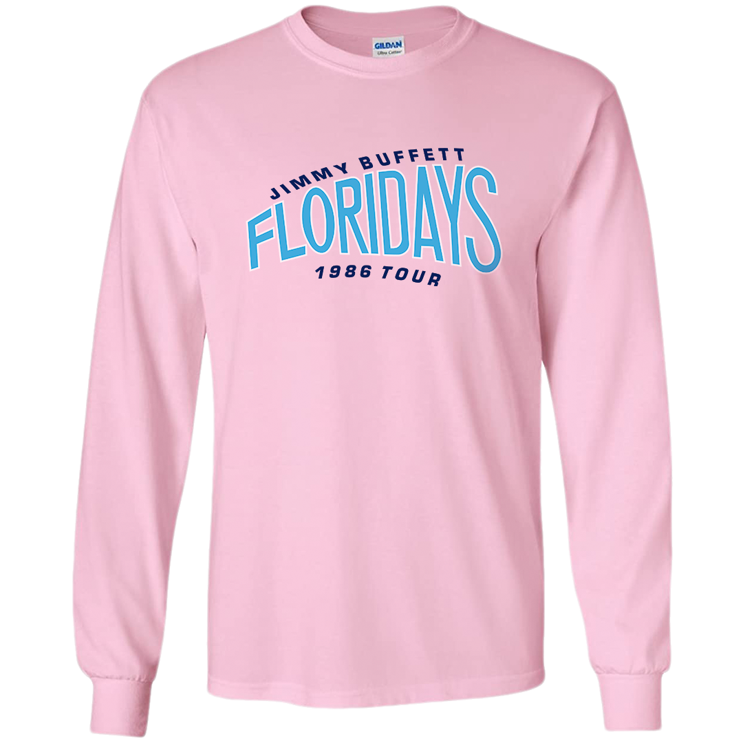 1986 Pink Floridays Tour Long Sleeve with Blue and Teal Print on Front