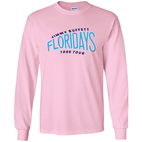 1986 Pink Floridays Tour Long Sleeve with Blue and Teal Print on Front
