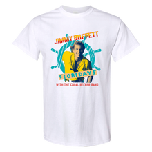Load image into Gallery viewer, 1986 White Floridays Tour Tee with Jimmy Buffett and Captains Wheel on Front